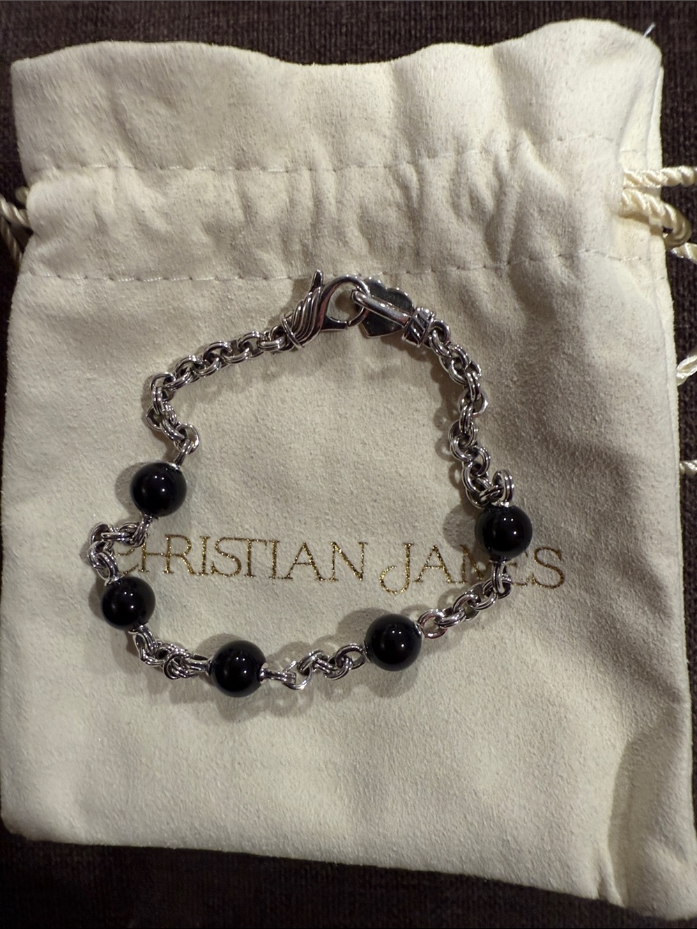 Christian James Black Onyx 925 Silver Bracelet